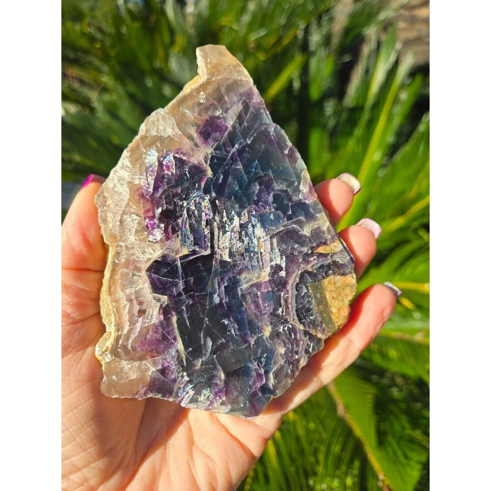Rainbow Fluorite Crystal Natural Stone Slab
